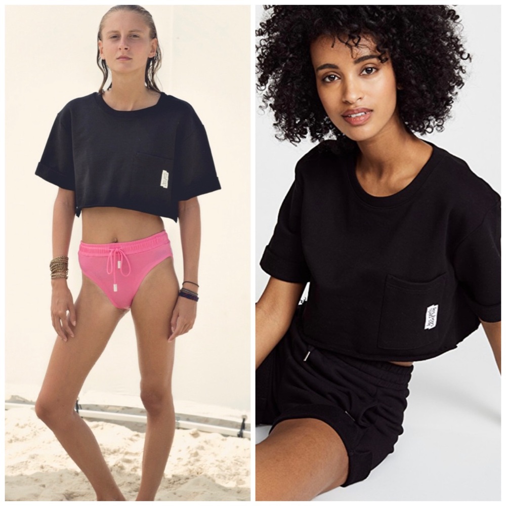 Les Girls Les Boys French Terry Crop Logo T Shirt